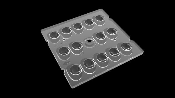 TYPE 3 Street Light Square LED Lens , Freeform Light Distribution Optics For LED