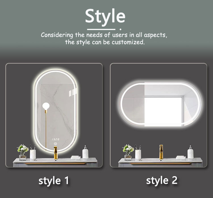 Hotel Home Bathroom Decoration LED Lighted Triple Color Lights Waterproof Vanity Mirror