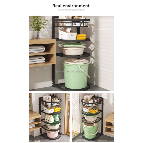 Steel Kitchen Rack Bathroom Shelf Save Space Floor Standing Storage Multi-layer Shower Caddy Organizer Large Capacity Adjustable