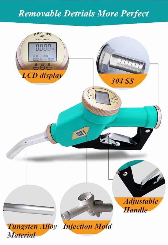 China fuel nozzle with meter manufacturer, flow meter oil dispensing gun