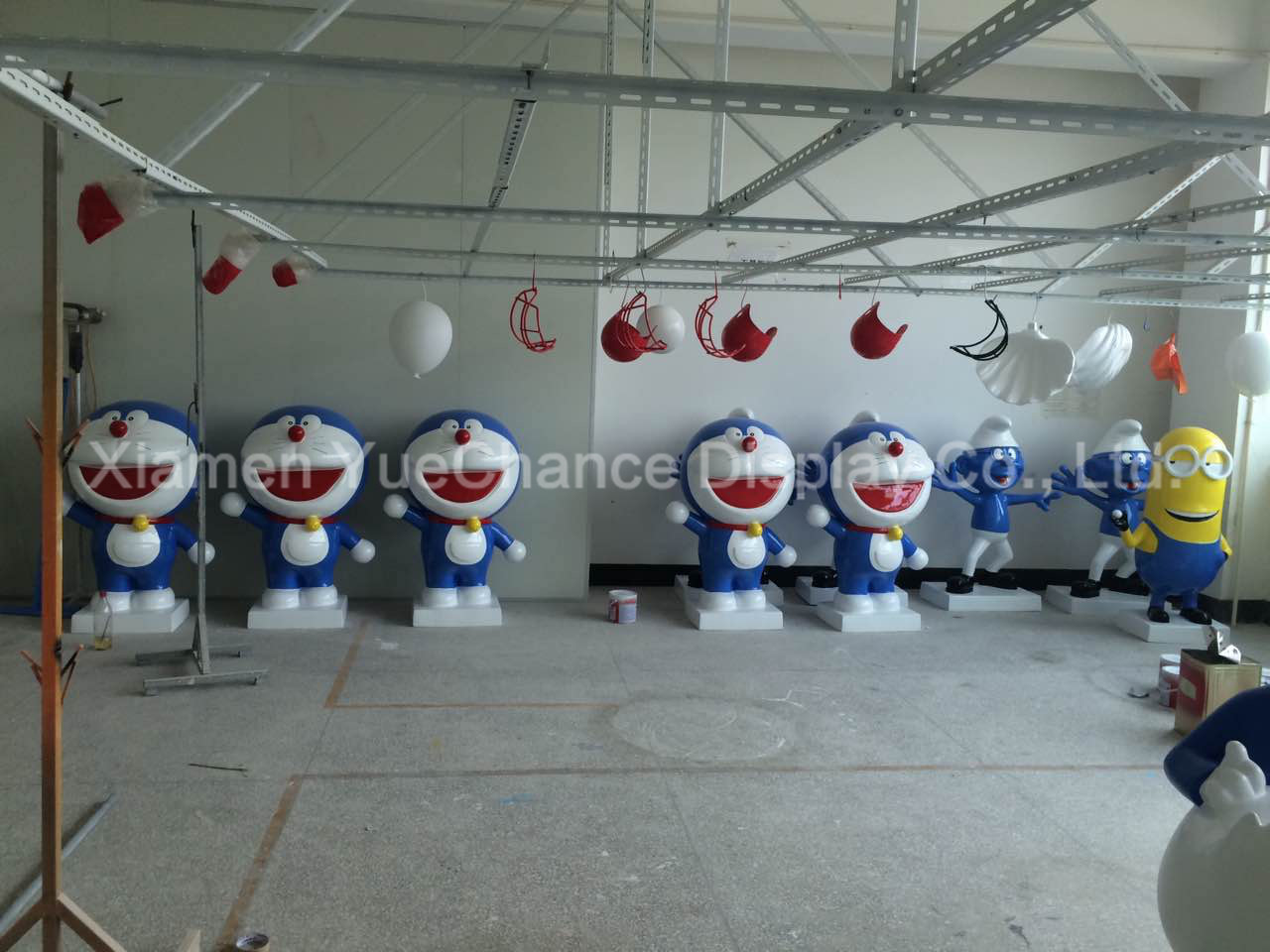 Blue Color Cartoon Character Statues Fiberglass Cute Doraemon Sculpture