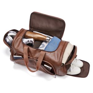 Wholesale MingLu Custom Logo Large Leather Weekend Bag Mens Rainproof Durable from china suppliers