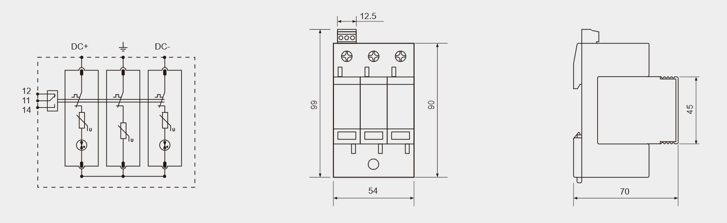 IP20 PV Surge Arrester No Leakage Current -40 To 80 ℃ Temp CE Approved