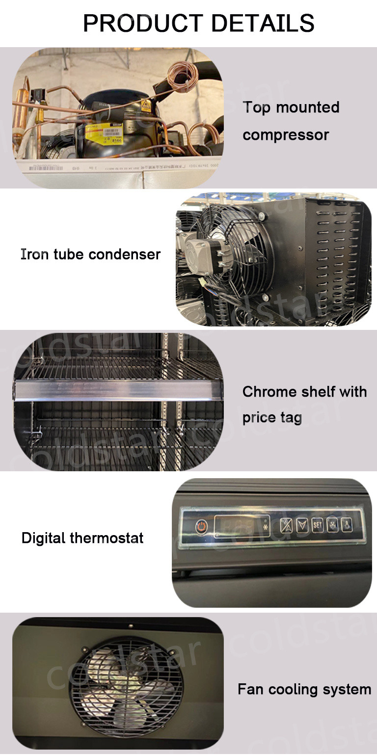 Commercial Beverage Cooler Supermarket Chiller Glass Door Beverage Drinks Refrigerator Showcase