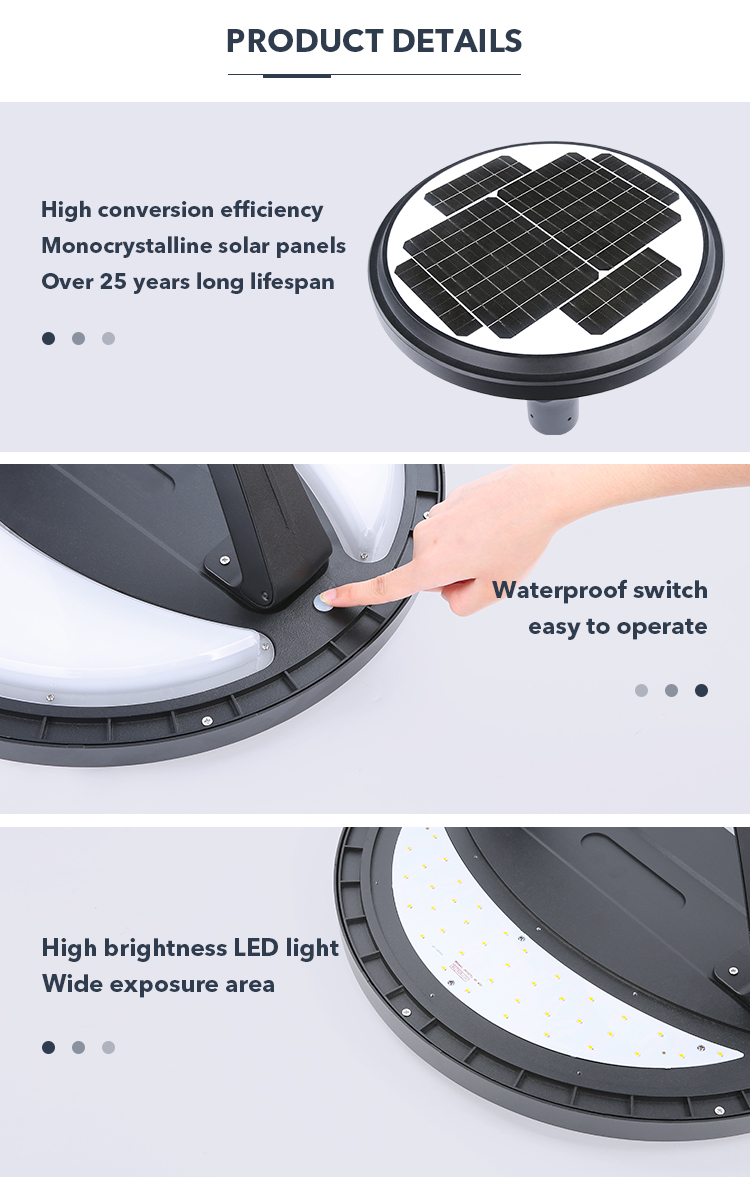 Intelligent Round Outdoor Garden Solar Light Human Body Sensor Street Light 20W 5V