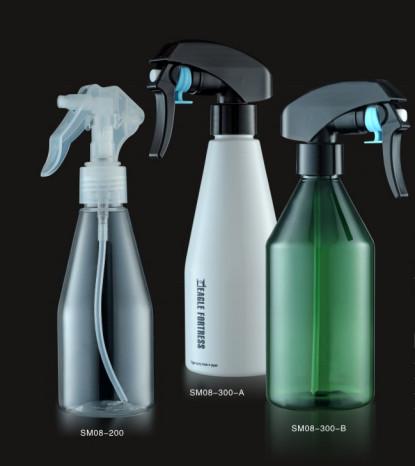 Water Liquid Sanitizer Spray Bottle PET Trigger Round Transparent Bottle Room