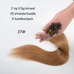 Factory wholesale pre bonded I tip hair extension Strawberry Brazilian Human