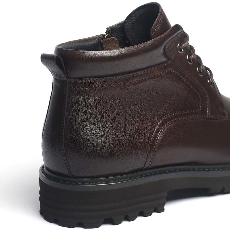 Dark Brown Lace-up Anti Skid Mens Leather Boots
