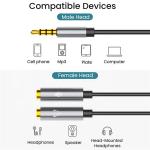 Splitter 3.5mm Jack 1 Male to 2 Female Aux Headset Adapter Audio Mic Cable