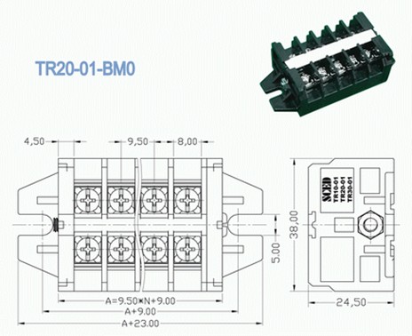 9.50mm 600V High Current Electrical Terminal Blocks for PCB , Frequency Converters