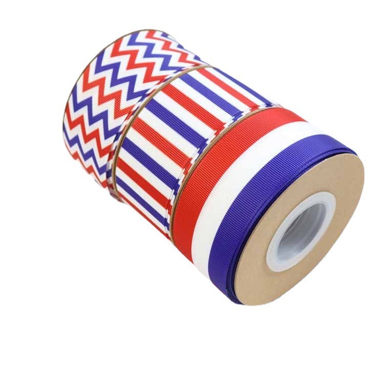 Ink Printed Polyester Grosgrain Ribbon By The Yard Customized Logo