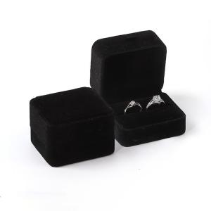 Wholesale Personalized Custom Black Velvet Wedding Ring Box Double Eco-Friendly from china suppliers