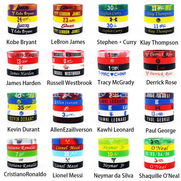 Custom Printed Silicone Wristbands Basketball Games Star FootBall Promotion