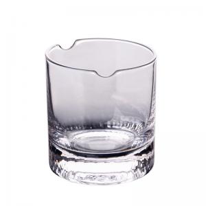 China 260ml Old Fashioned Whiskey Glass , Indented Cigar Rest Whiskey Shot Glasses on sale