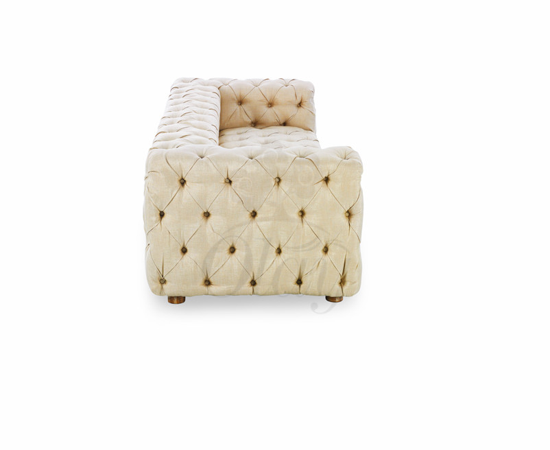 Retro Tufted Upholstered linen Fabric Sofa Tufted Button Baroque Luxury Sofa and wedding event sofas