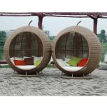 Powder Coated Outdoor Furniture Apple Style Rattan Weaving Sofa for Backyard