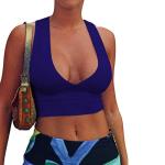 215gsm Women'S Sexy Deep V Neck Bra Back Cutout Wide Hem Racerback Tank Crop