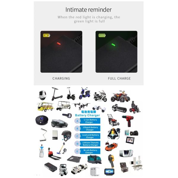 Electric Mobile Smart Battery Charger Lithium Battery Adapter Charger Fireproof