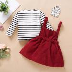 110cm Two Piece Summer Children'S Clothing Braces Skirt Casual Striped Long