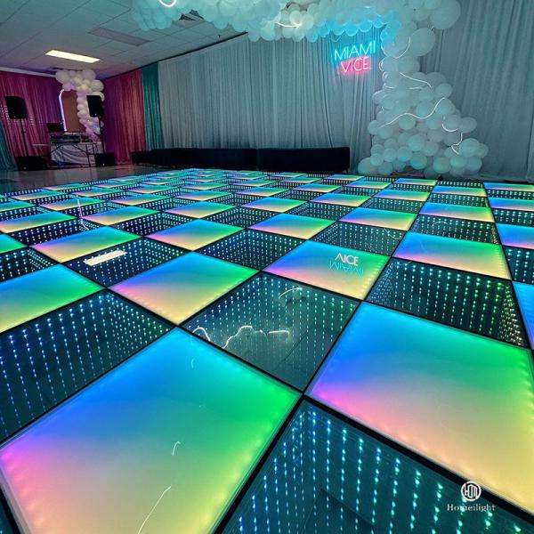 LED Mirror Dance Floor Lighted Up Infinity Dance Panels 12x12ft for Night Club