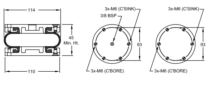 Continental FS 44-5 DI G 3/8 CR Bellows Single 4 1/2 X 1 Aluminum alloy And Rubber
