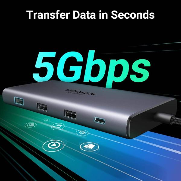 Revodok Pro 210 Docking Station 10 in 1 USB C Dock Dual HD-MI 4K@60Hz Single 8K@30Hz 100W PD 5Gbps USB C and USB A Port