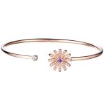 18K Gold Diamond Pink-Blue Gemstone Bangle 0.24ct 13 mm Diameter of the Flower