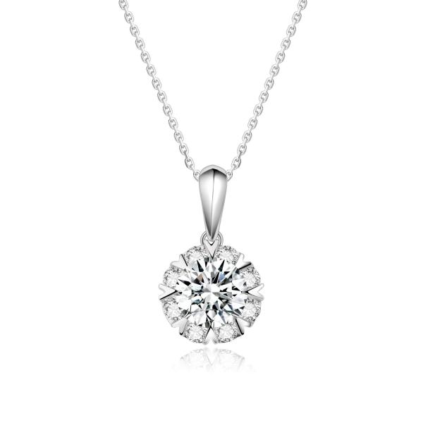 Round Shape Design 18k Gold Lab-Grown Diamond Pendant White Diamond Jewelry For