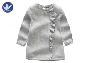 Wholesale Butterfly Knot Ruffle Edges Kids Sweater Dress , Little Girl Long Sleeve Dresses Button Closure from china suppliers