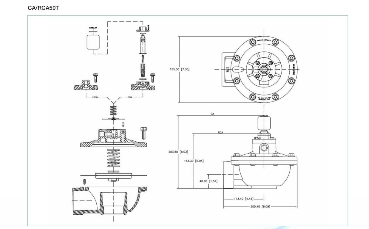 GOYEN CA50T Pulse Pneumatic Diaphragm Valve Threaded Ports G2'' Integral Pilot