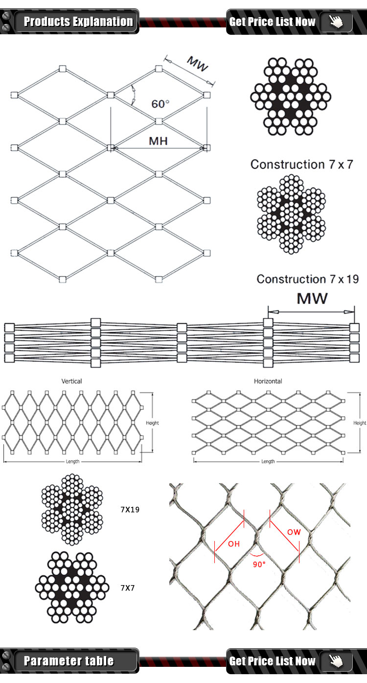 Zoo 304 Stainless Steel Rope Mesh Netting Fence 1.5mm Diameter