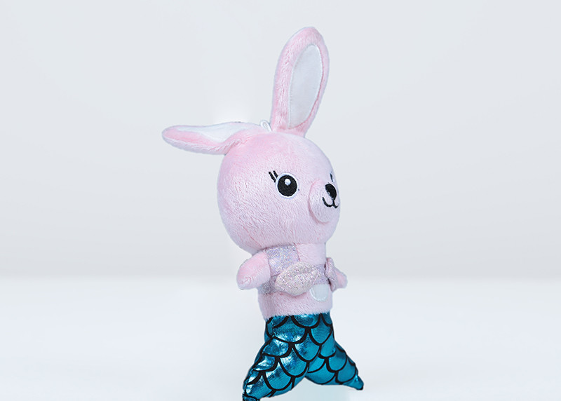Pink Color Plush Bunny Keychain , Dressup Mermaid Stuffed Bunny Keychain