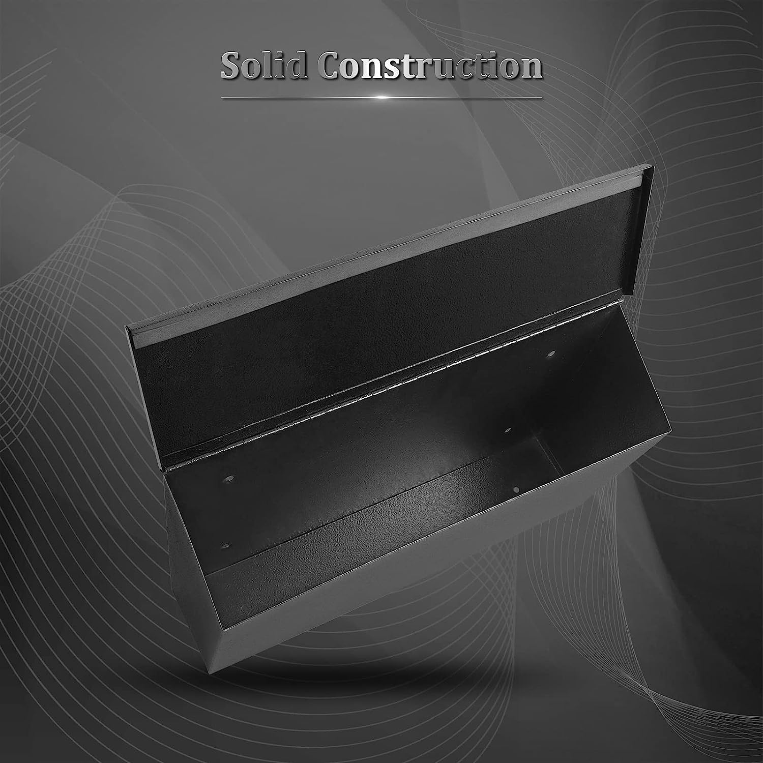 Large Wall-Mountable Mailbox 0.8mm Thickness Metal Modern Design Black Powder Coated