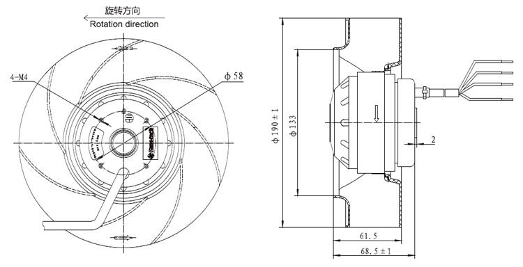 Outer Rotor Motor Backward Curved Centrifugal Blower Fan With Steel Impeller