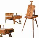 Wooden Painting Easel Art Stand , French Sketch Box Easel With Palette Belt