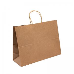 China Brown Craft Kraft Recycled Paper Carrier Bags With Logo Printing on sale