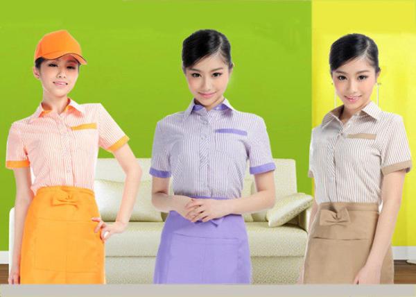 Embroidery Logo Restaurant Staff Uniform , Cool Bar Work Shirts Suit Collar