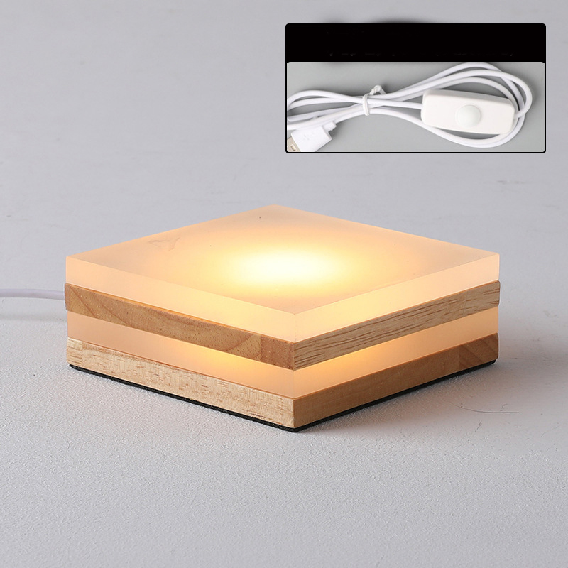 Small Wood LED Display Stand for Acrylic Crystal Art Glass 3D Laser Crystal Glass Art Work
