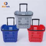 Customized Telescopic Handle Rolling Supermarket Shopping Trolley Basket With