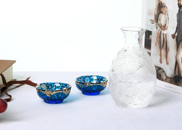 Mouth Blown Lead Free Crystal Glass Sake Bottle Set 200ml