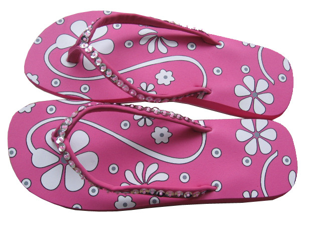 V strap full color printed Women Flip flops thongs slipers manufacturers