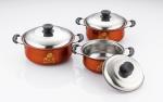 16/18/20/22cm red color & flower stainless steel cookware set & kitchenware set