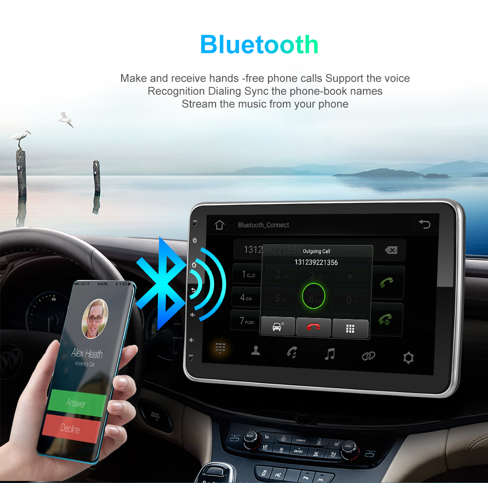 1DIN 4G Wifi Android 10inch FM RDS Bluetooth WiFi GPS Car Radio with OLED Screen