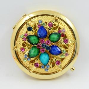 Wholesale Shinny Gifts Gold Plating Metal Round Shape Cosmetic Mirror from china suppliers