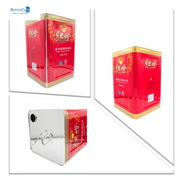 10L Olive Oil Tin Can Food Grade Palm Oil Tin Can With Plastic Ring Pull