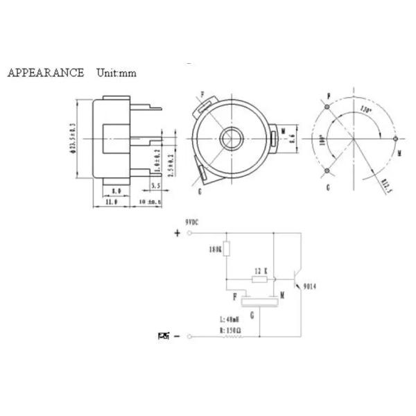 23.5×11 Self Excited Piezo Alarm Buzzer High Decibel Three Pole For Washing Machine