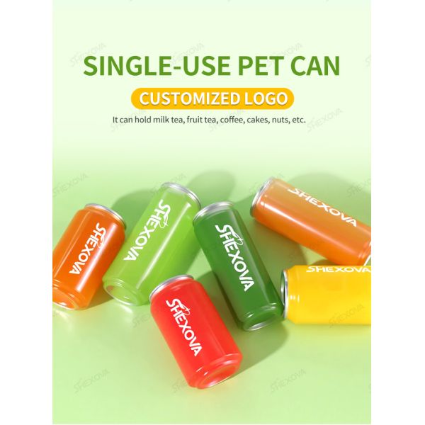 Customizable Logo Transparent Plastic Can For Juice Soda Bottle Pull Ring Lid