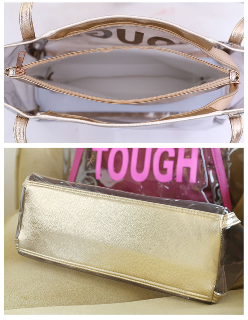 Fashion Clear Shoulder PVC Beach Totes With Interior Pocket