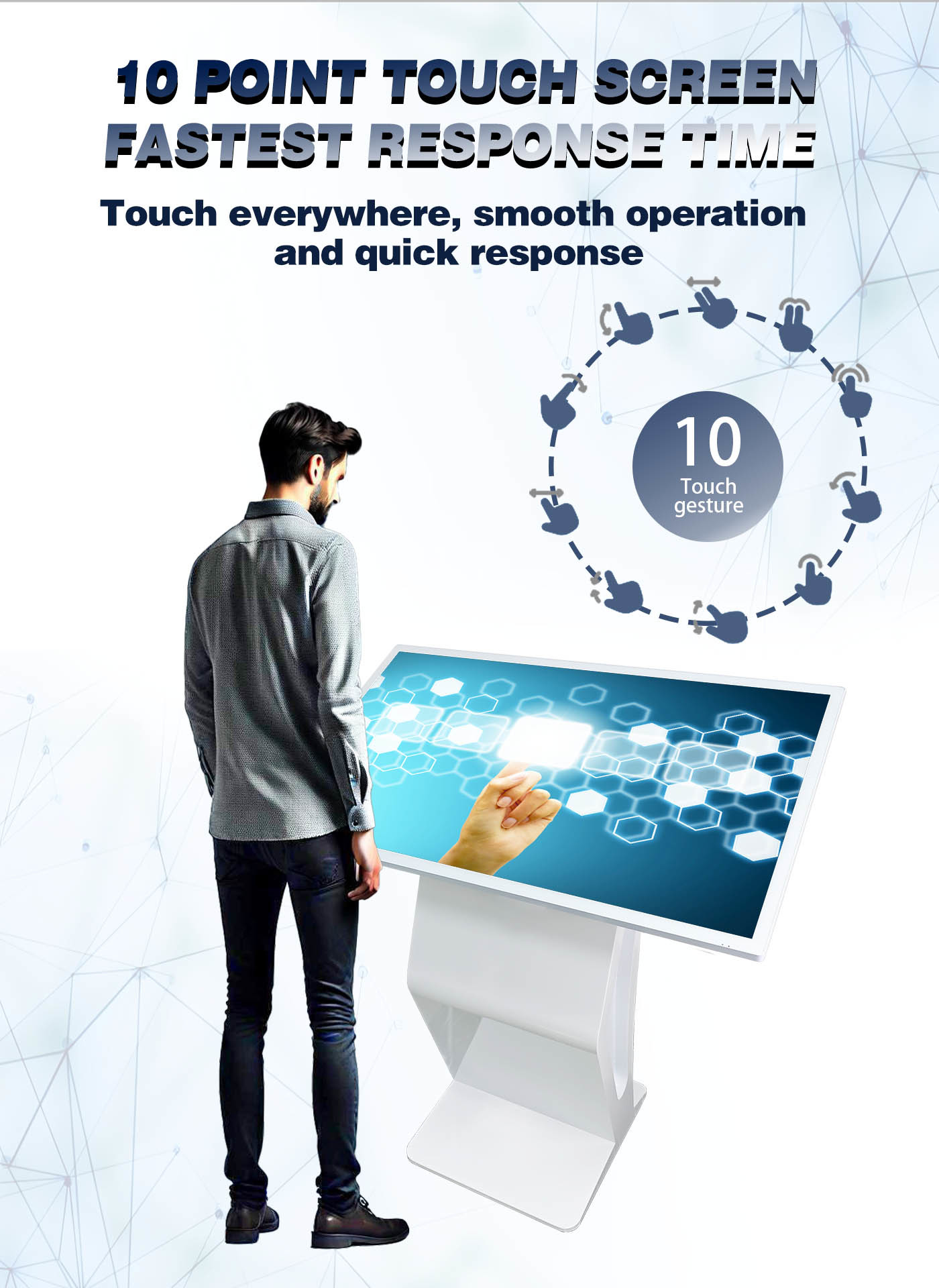 43" Floor Standing Android PC All In One Touch Screen Information Checking Kiosk For Museum