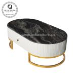 Metal Frame Marble Living Room Table With MDF Cabinet 130x70x44cm
